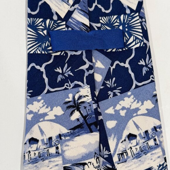 Tommy Bahama 100% Silk Tie Beach Chair Surfers Hibiscus Flowers 59.5X 4 Lot of 2 - Picture 7 of 11